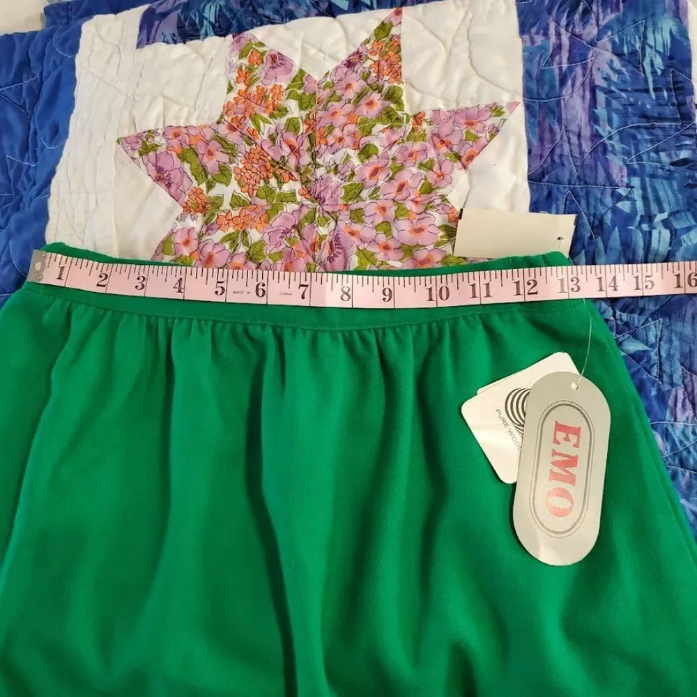 Vintage‎ EMO Pure Wool Deadstock Green Midi Skirt